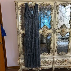 Lulu's Glittering Charcoal Maxi Dress